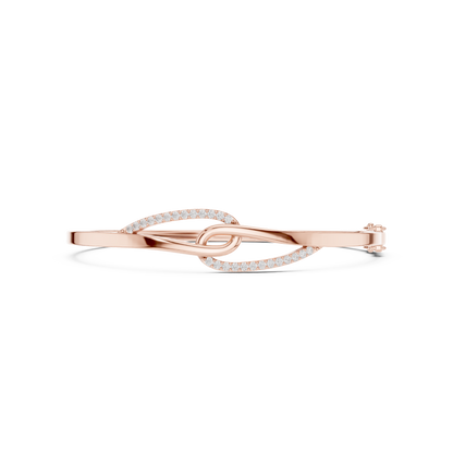 0.33CTW Interlocking Knot Diamond Hinged Bangle - Yellow Gold