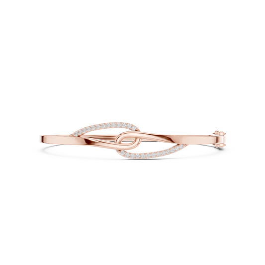 0.33 Carat Interlocking Knot Diamond Hinged Bangle - Yellow Gold