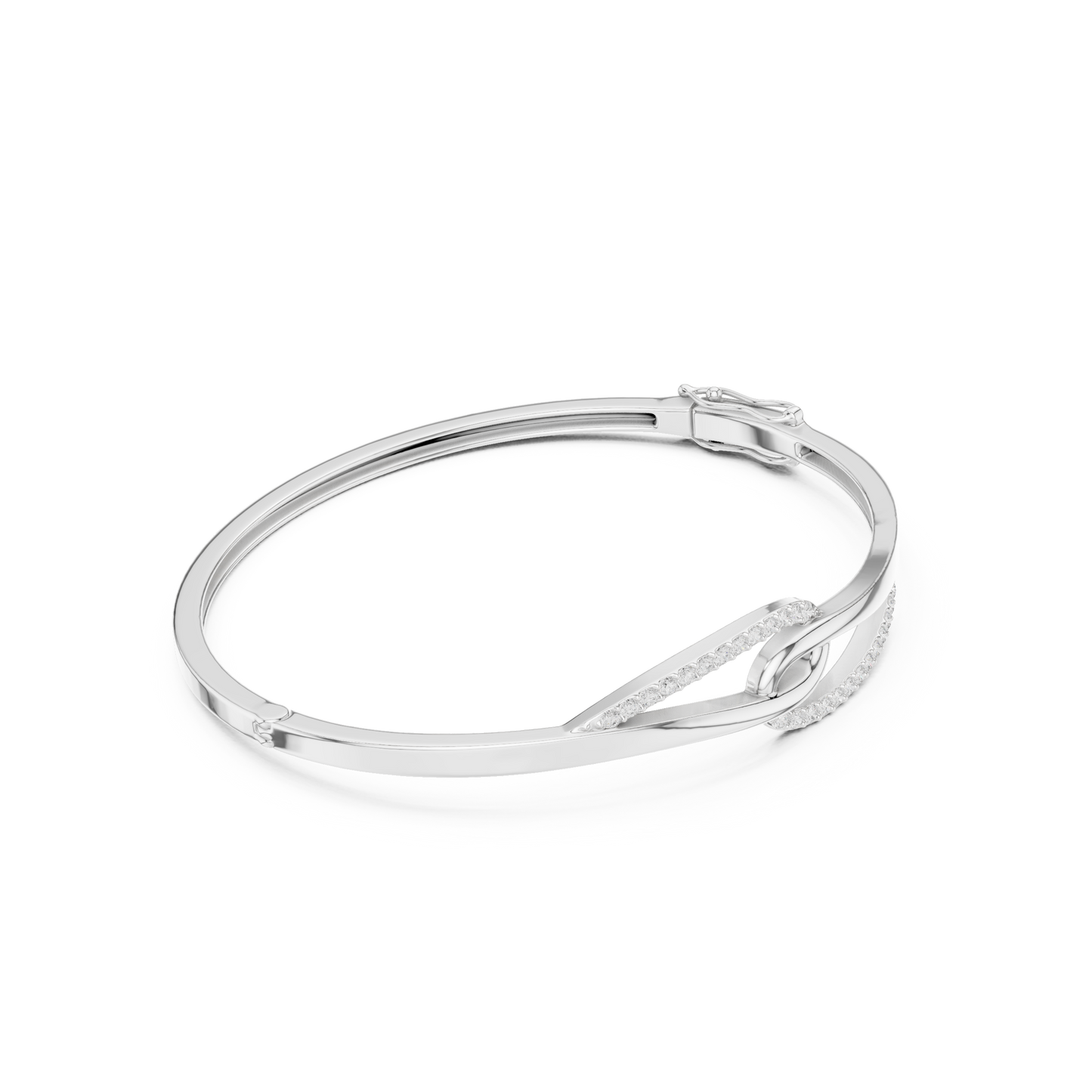 0.33CTW Interlocking Knot Diamond Hinged Bangle - Yellow Gold