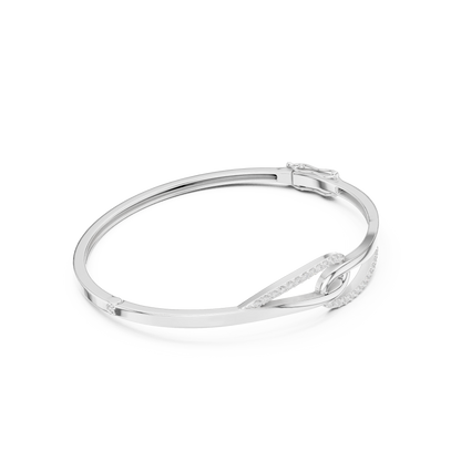 0.33CTW Interlocking Knot Diamond Hinged Bangle - Yellow Gold