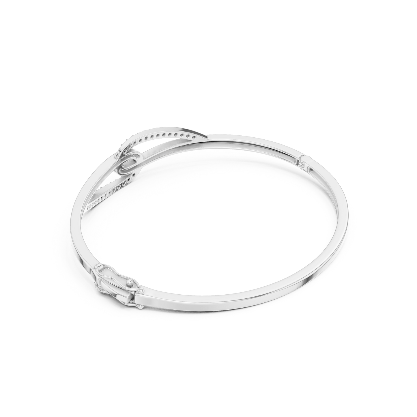 0.33CTW Interlocking Knot Diamond Hinged Bangle - Yellow Gold