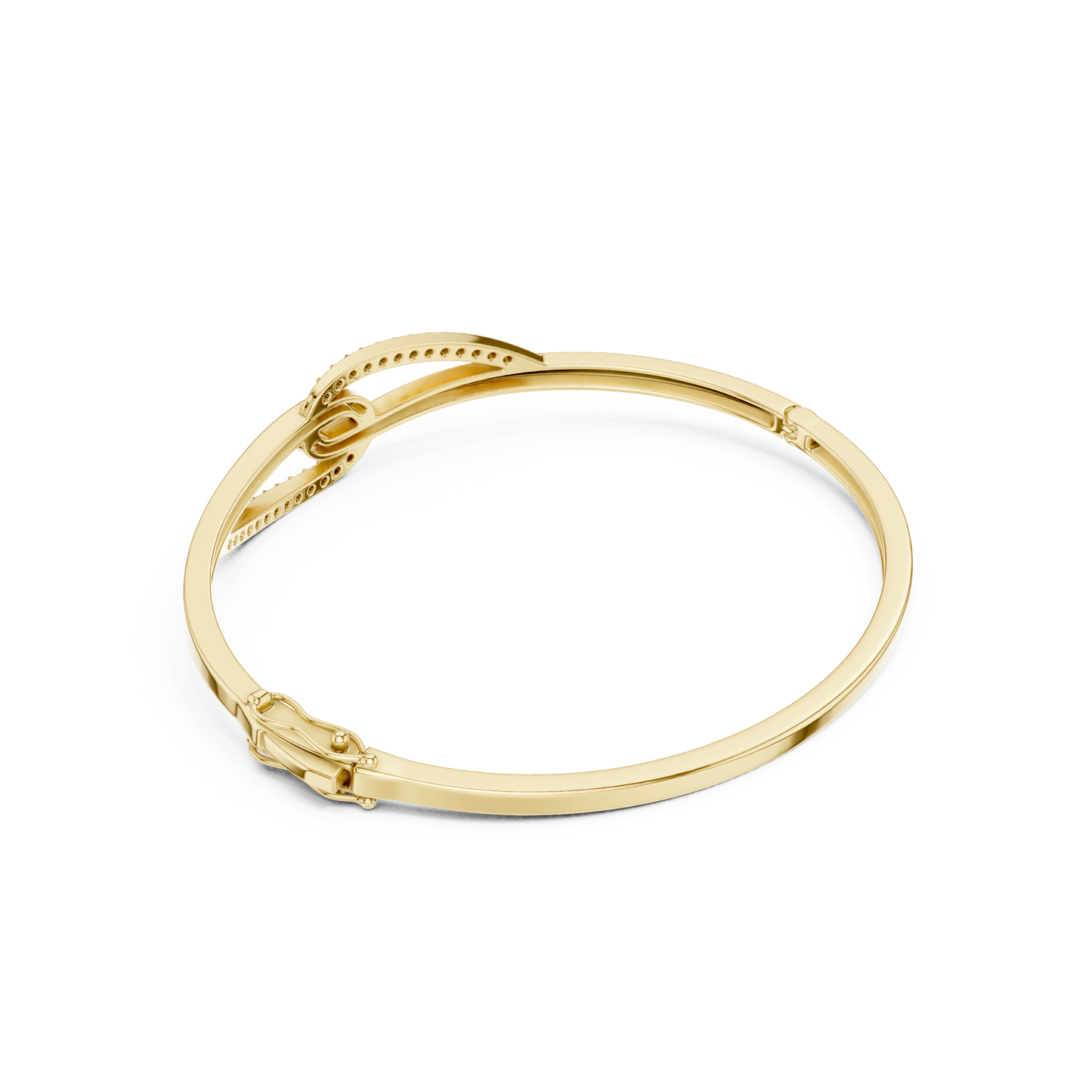0.33CTW Interlocking Knot Diamond Hinged Bangle - Yellow Gold