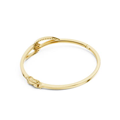 0.33CTW Interlocking Knot Diamond Hinged Bangle - Yellow Gold