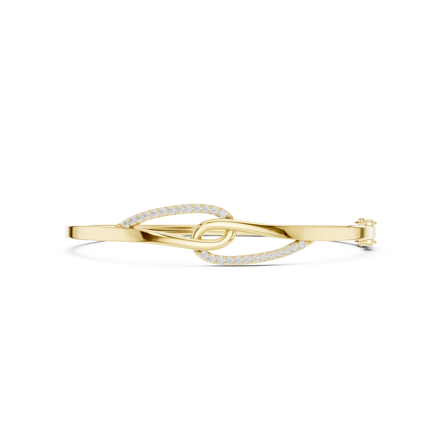 0.33CTW Interlocking Knot Diamond Hinged Bangle - Yellow Gold