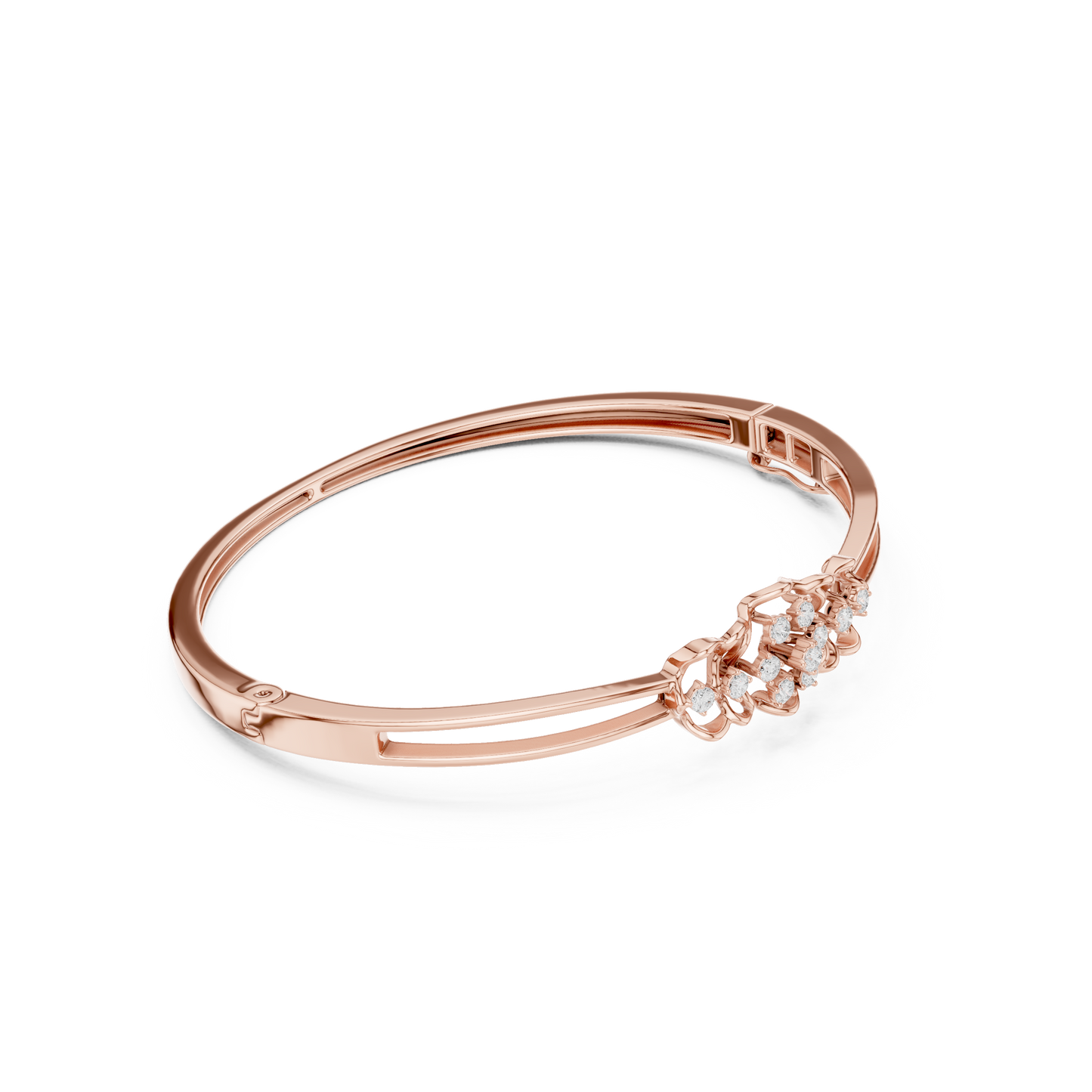 0.32CTW Vintage Filigree Diamond Cluster Bangle - Yellow Gold