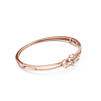 0.32CTW Vintage Filigree Diamond Cluster Bangle - Yellow Gold