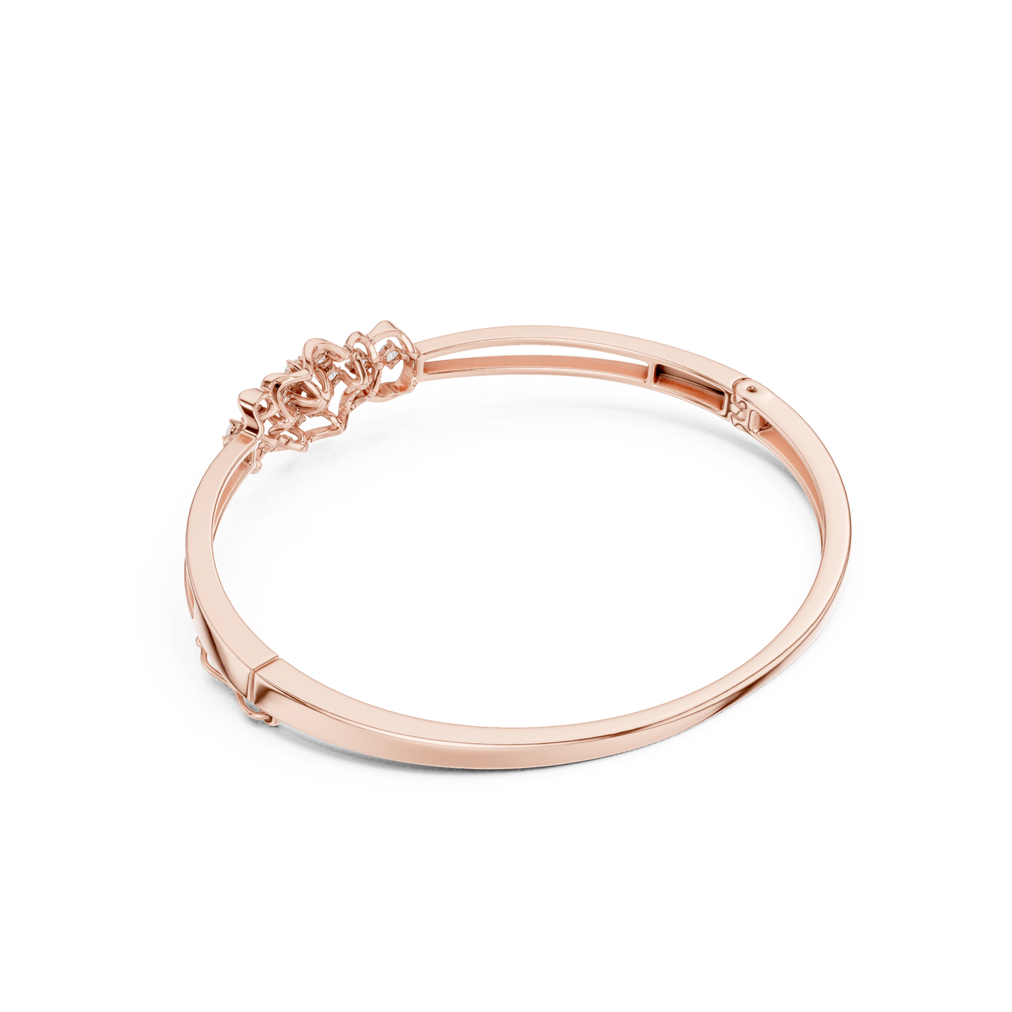0.32CTW Vintage Filigree Diamond Cluster Bangle - Yellow Gold