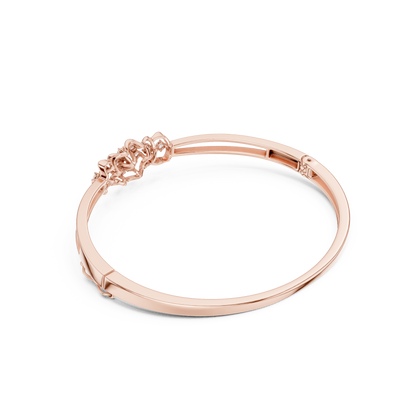 0.32CTW Vintage Filigree Diamond Cluster Bangle - Yellow Gold