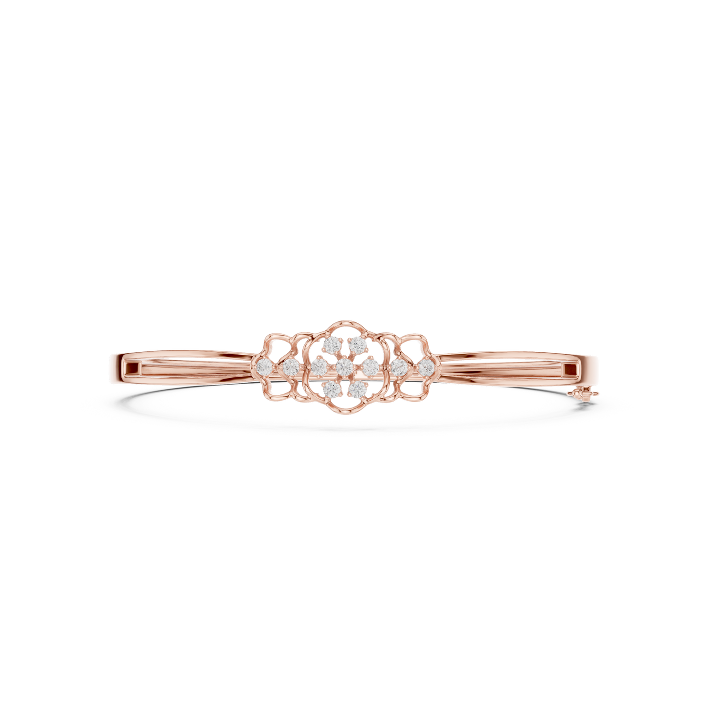 0.32CTW Vintage Filigree Diamond Cluster Bangle - Yellow Gold