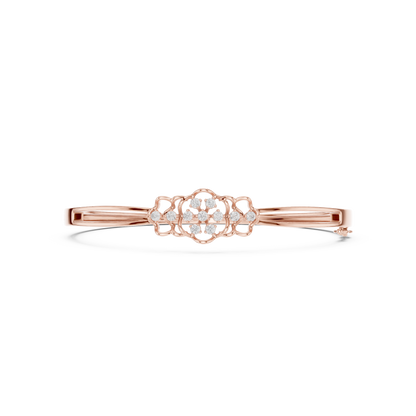 0.32CTW Vintage Filigree Diamond Cluster Bangle - Yellow Gold