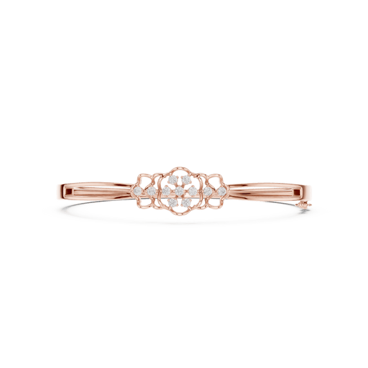 0.32 Carat Vintage Filigree Diamond Cluster Bangle - Yellow Gold