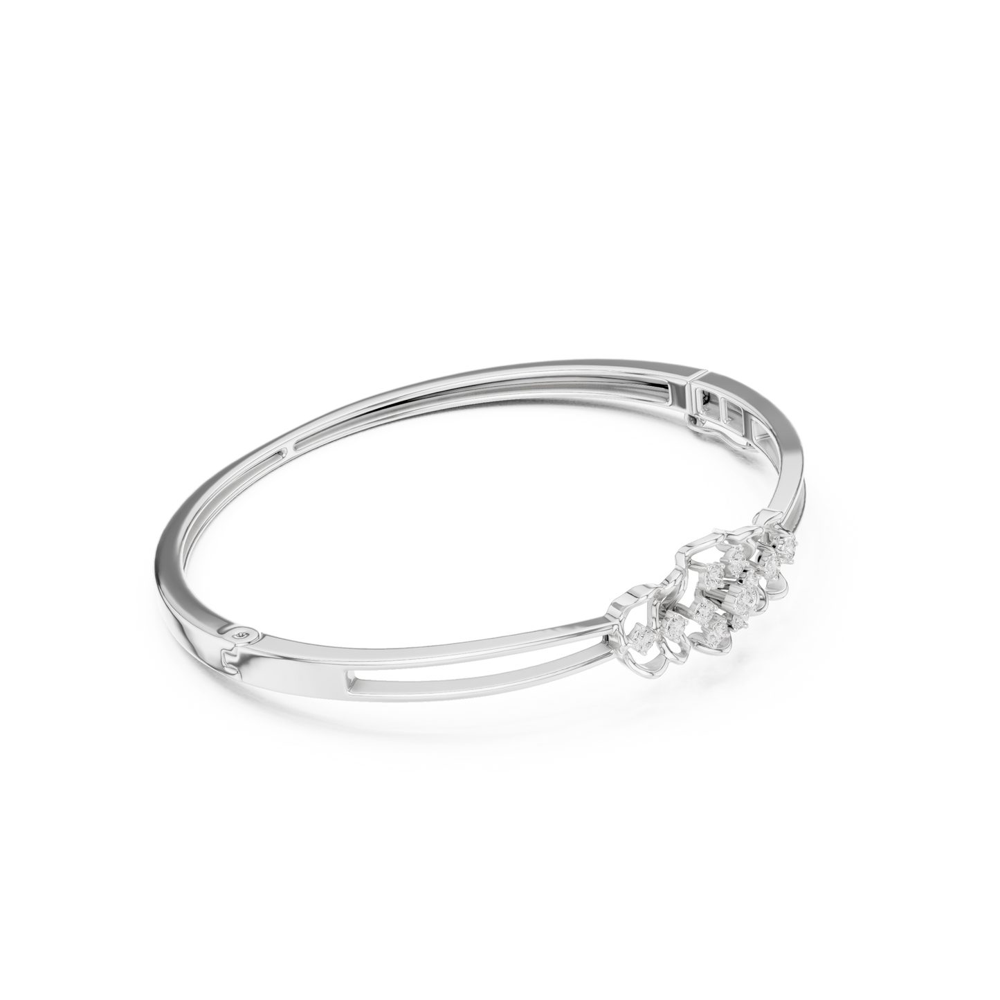 0.32CTW Vintage Filigree Diamond Cluster Bangle - Yellow Gold