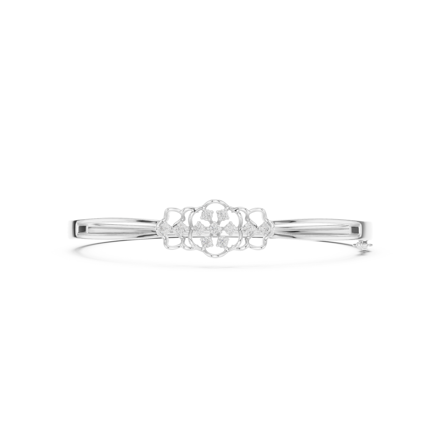 0.32CTW Vintage Filigree Diamond Cluster Bangle - Yellow Gold