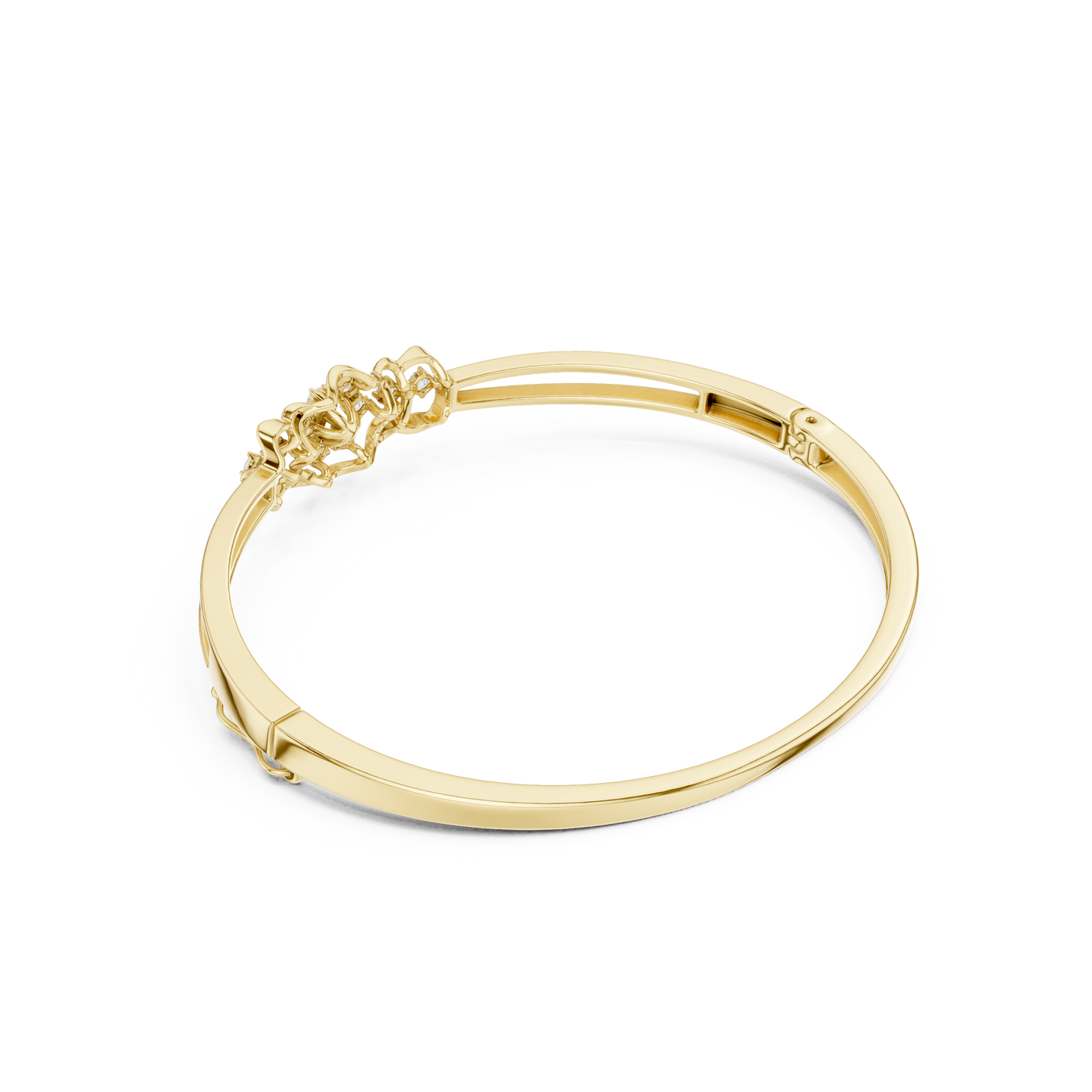 0.32CTW Vintage Filigree Diamond Cluster Bangle - Yellow Gold