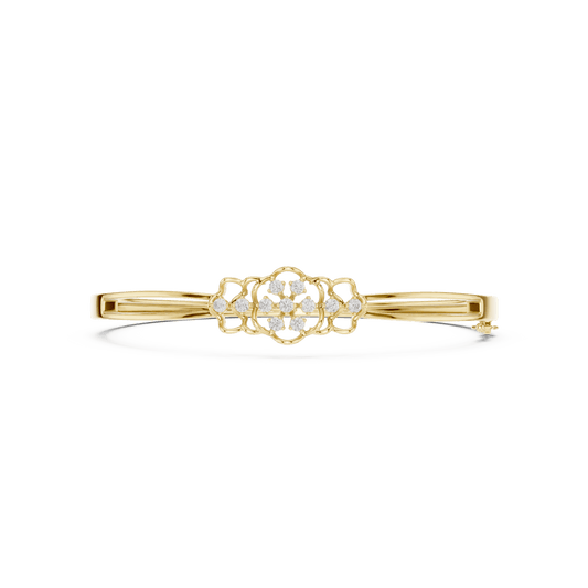 0.32 Carat Vintage Filigree Diamond Cluster Bangle - Yellow Gold