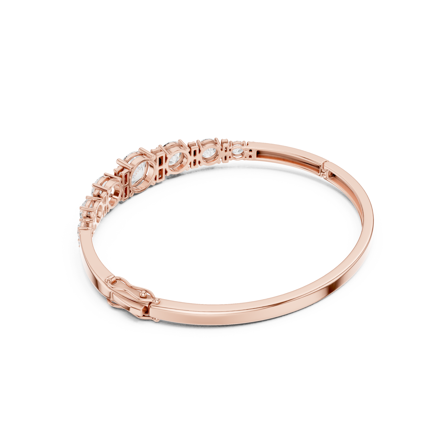 5.14CTW Round Cut Diamond Graduated Bangle Bracelet - Yellow Gold