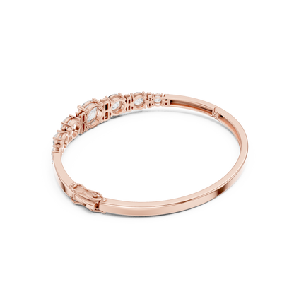 5.14CTW Round Cut Diamond Graduated Bangle Bracelet - Yellow Gold