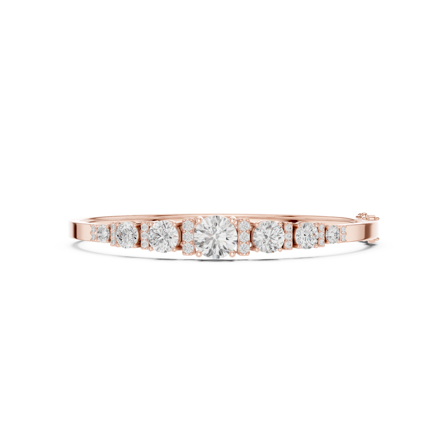 5.14CTW Round Cut Diamond Graduated Bangle Bracelet - Yellow Gold