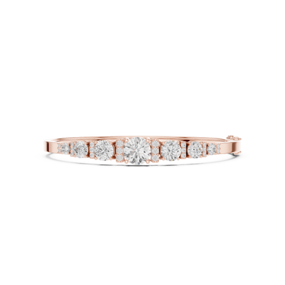 5.14CTW Round Cut Diamond Graduated Bangle Bracelet - Yellow Gold