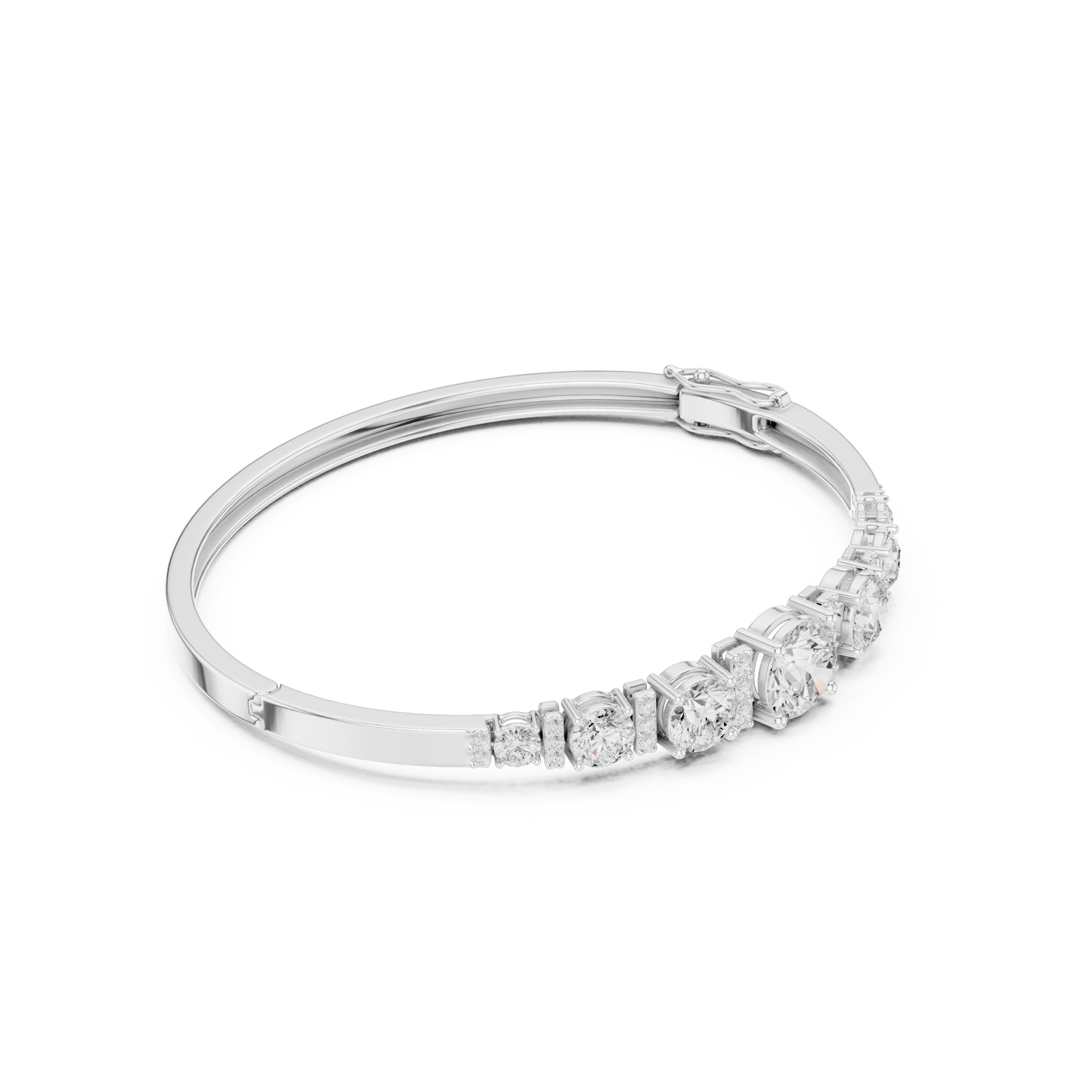 5.14CTW Round Cut Diamond Graduated Bangle Bracelet - Yellow Gold