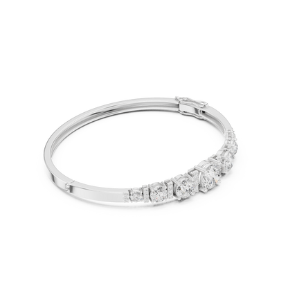 5.14CTW Round Cut Diamond Graduated Bangle Bracelet - Yellow Gold