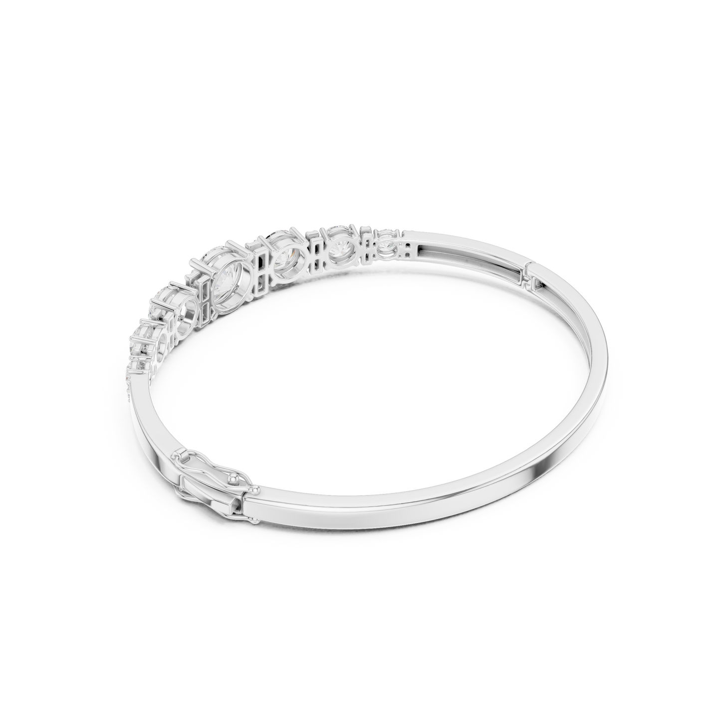 5.14CTW Round Cut Diamond Graduated Bangle Bracelet - Yellow Gold
