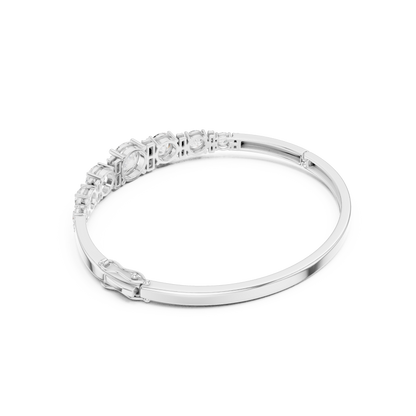 5.14CTW Round Cut Diamond Graduated Bangle Bracelet - Yellow Gold