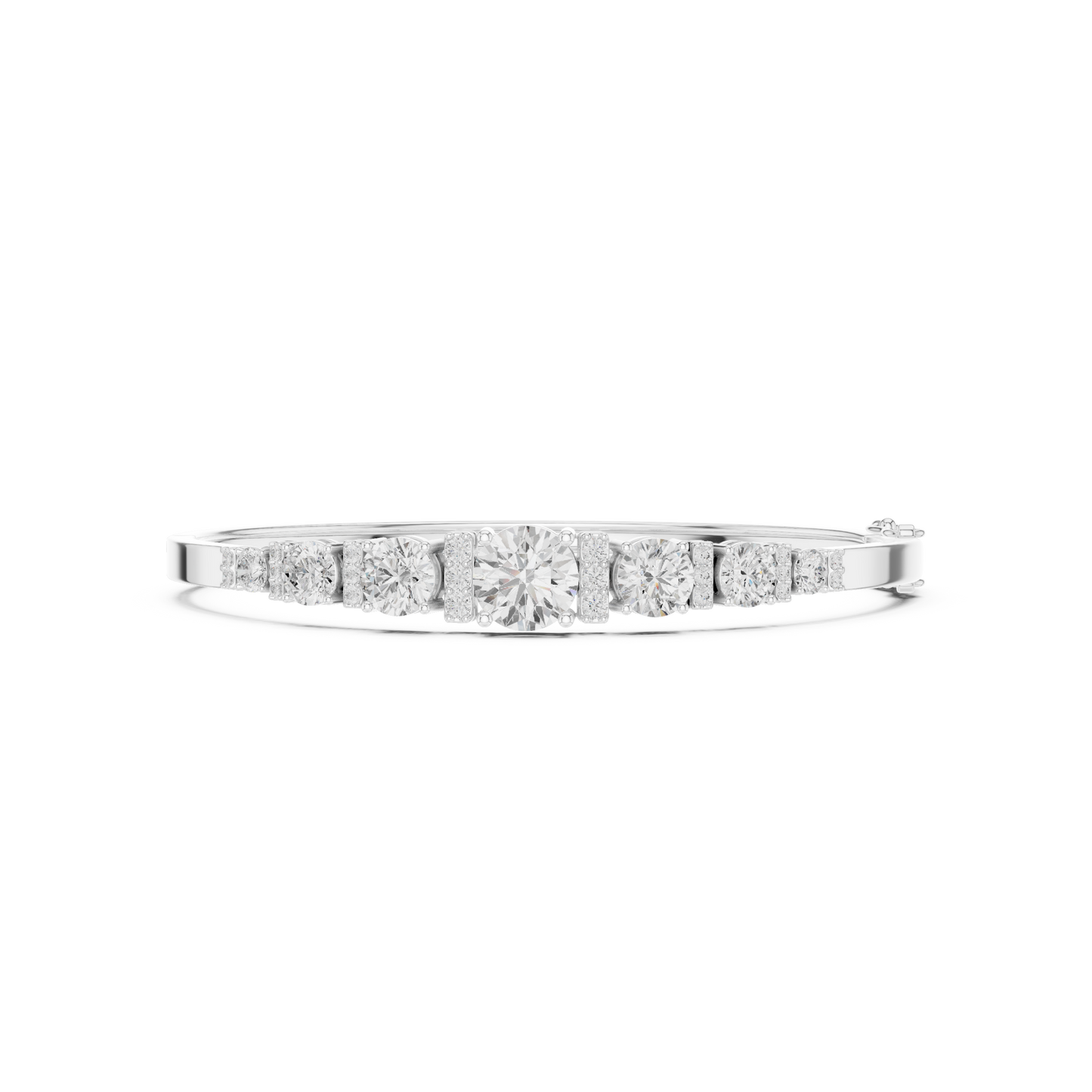 5.14CTW Round Cut Diamond Graduated Bangle Bracelet - Yellow Gold
