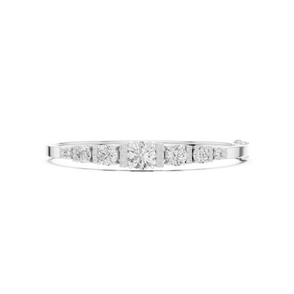5.14CTW Round Cut Diamond Graduated Bangle Bracelet - Yellow Gold