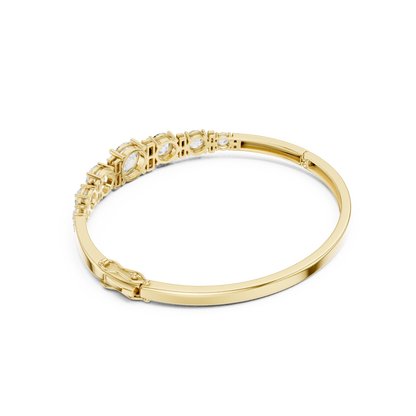 5.14CTW Round Cut Diamond Graduated Bangle Bracelet - Yellow Gold