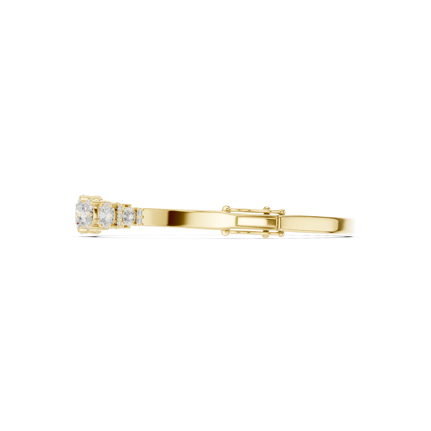 5.14CTW Round Cut Diamond Graduated Bangle Bracelet - Yellow Gold