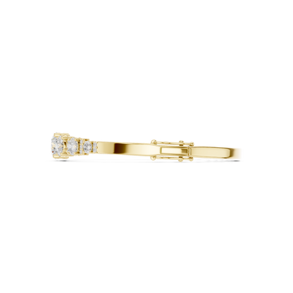 5.14CTW Round Cut Diamond Graduated Bangle Bracelet - Yellow Gold