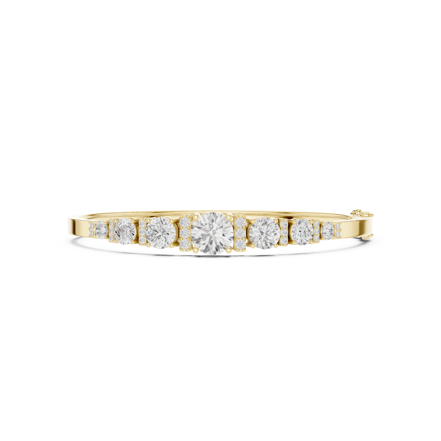 5.14CTW Round Cut Diamond Graduated Bangle Bracelet - Yellow Gold