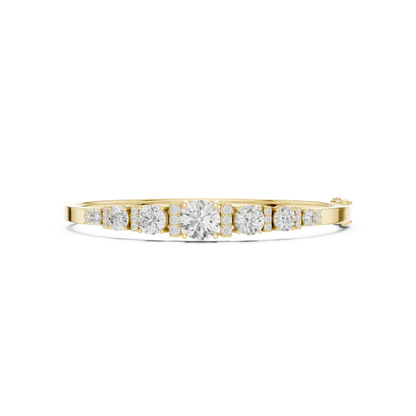 5.14CTW Round Cut Diamond Graduated Bangle Bracelet - Yellow Gold