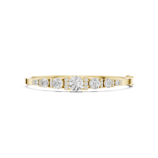 5.14CTW Round Cut Diamond Graduated Bangle Bracelet - Yellow Gold