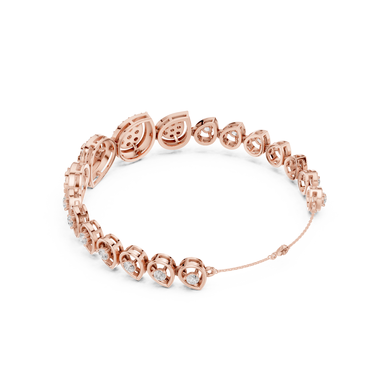 1.73CTW Pear Shape Diamond Halo Cluster Link Bracelet - Yellow Gold