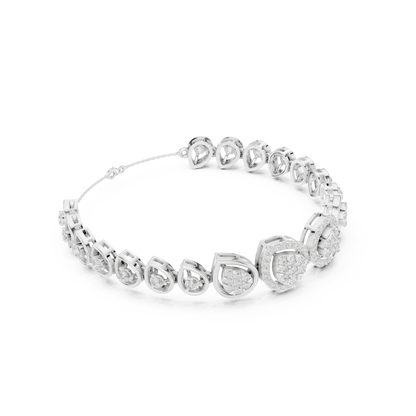1.73CTW Pear Shape Diamond Halo Cluster Link Bracelet - Yellow Gold