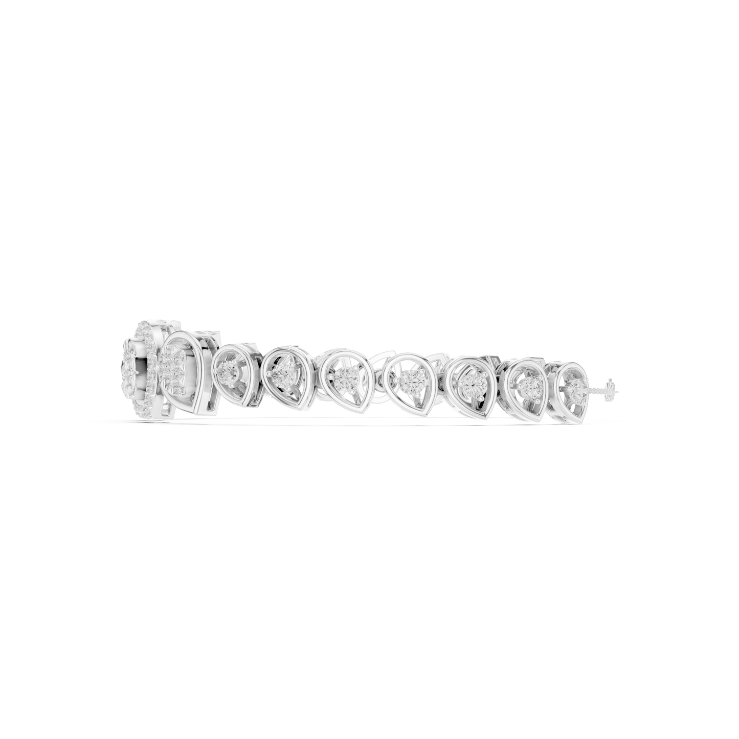 1.73CTW Pear Shape Diamond Halo Cluster Link Bracelet - Yellow Gold