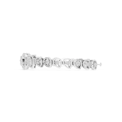 1.73CTW Pear Shape Diamond Halo Cluster Link Bracelet - Yellow Gold