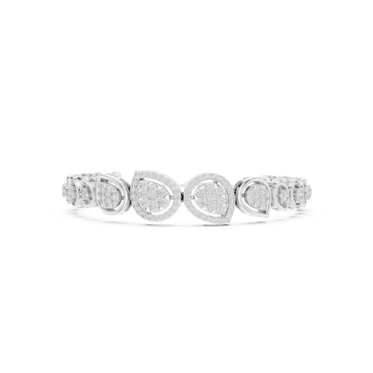 1.73CTW Pear Shape Diamond Halo Cluster Link Bracelet - Yellow Gold