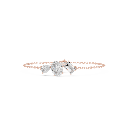 3.25CTW Mixed Shape Diamond Cluster Chain Bracelet - Yellow Gold