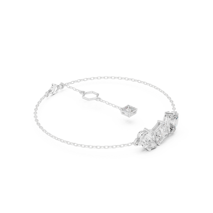 3.60CTW Mixed Shape Diamond Trio Chain Bracelet with Charm - Yellow Gold