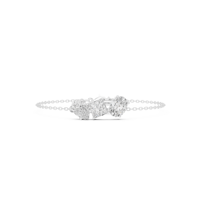 3.60CTW Mixed Shape Diamond Trio Chain Bracelet with Charm - Yellow Gold