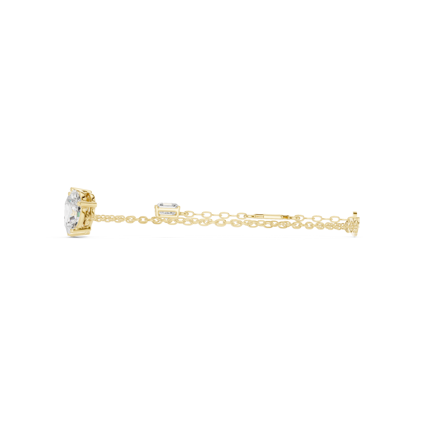 3.60CTW Mixed Shape Diamond Trio Chain Bracelet with Charm - Yellow Gold
