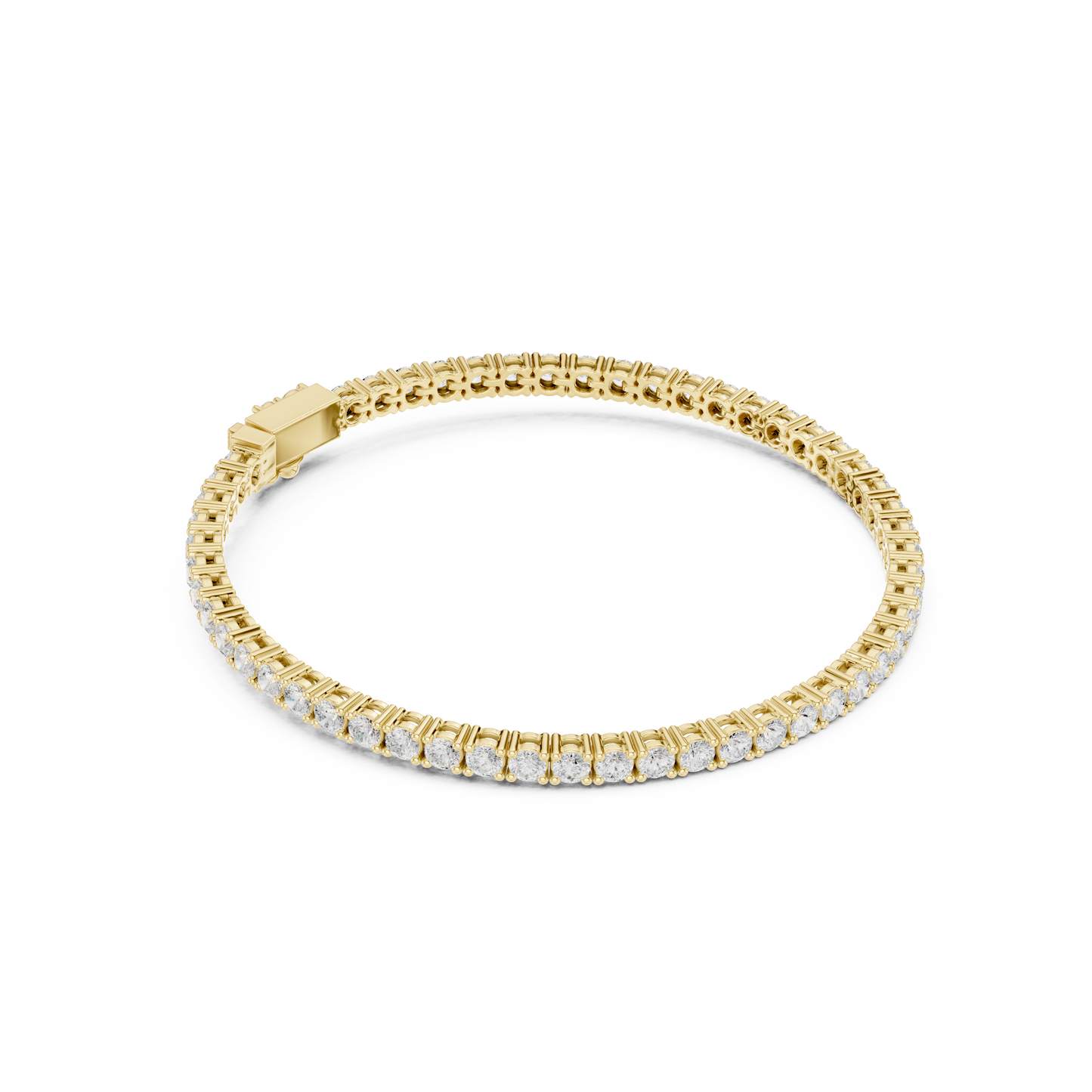 3.05CTW Classic Four-Prong Diamond Tennis Bracelet - Yellow Gold