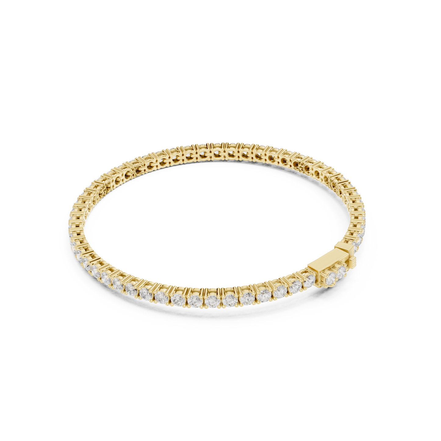 3.05CTW Classic Four-Prong Diamond Tennis Bracelet - Yellow Gold