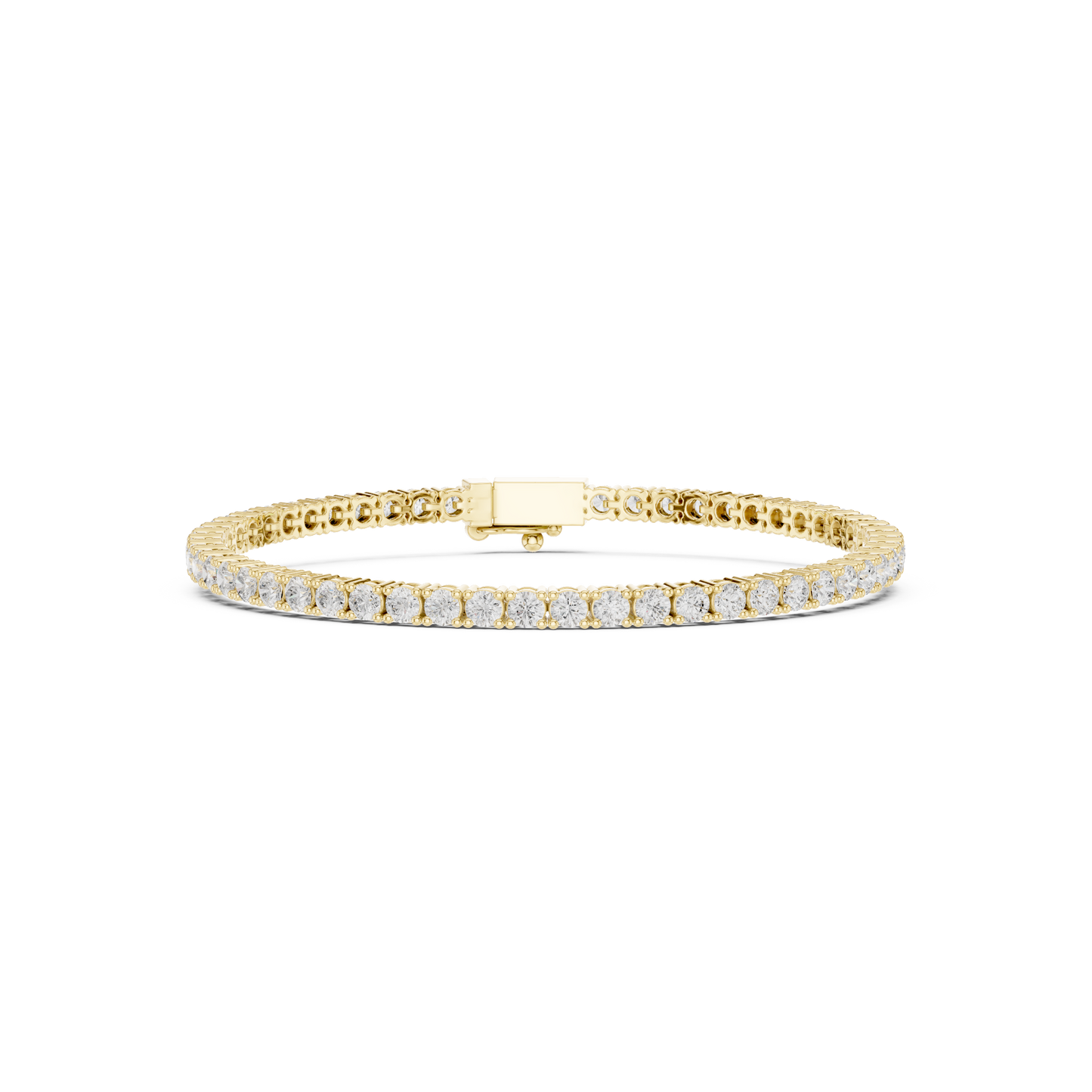 3.05CTW Classic Four-Prong Diamond Tennis Bracelet - Yellow Gold