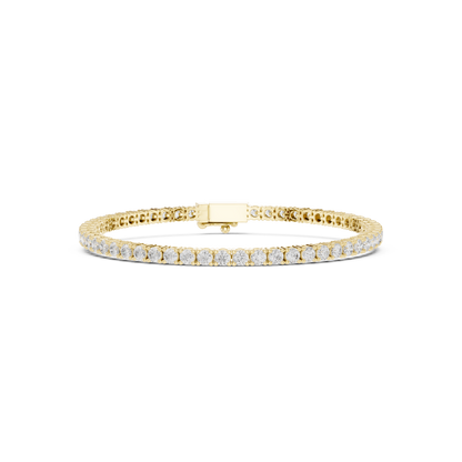 3.05CTW Classic Four-Prong Diamond Tennis Bracelet - Yellow Gold