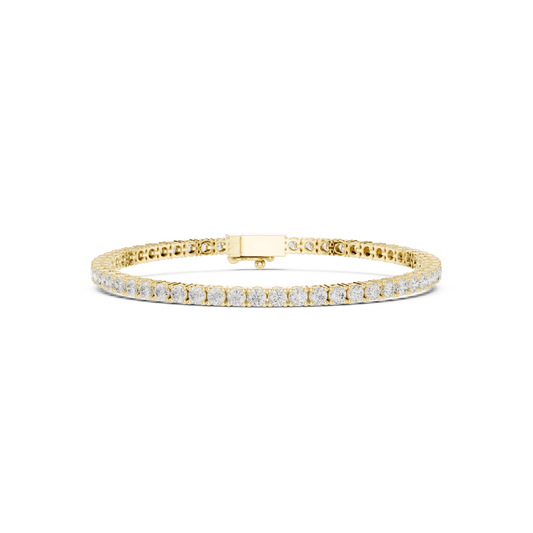 3.05CTW Classic Four-Prong Diamond Tennis Bracelet - Yellow Gold