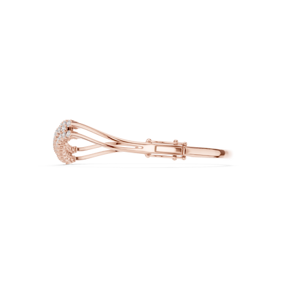 0.96CTW Multi-Row Diamond Wave Bypass Bangle Bracelet - Yellow Gold